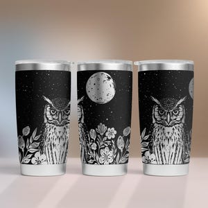 Boho Owl Tumbler SVG Wrap Laser, 20oz Tumbler Full Wrap, Laser Engraved Svg, 20 oz Laser File Design. Laser Svg For Tumbler.