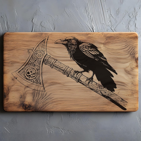 Raven Axe Charcuterie, Cutting Board Laser Engrave SVG, PNG