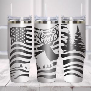 Buck Jagd SVG Tumbler Wrap. Amerikanische Flagge. 40 Unzen Tumbler Full Wrap Laser svg, Laser gravierte Tumbler, Laser Tumbler Wrap.