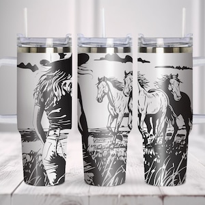 6 Cowgirl Tumbler SVG Bundle, Western Boots Horse 40oz Laser Engraving ...