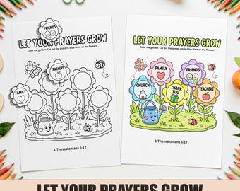 Prayer Garden Craft Printable, Kids Sunday School Cut and Paste Activity, Christian Bible Lesson