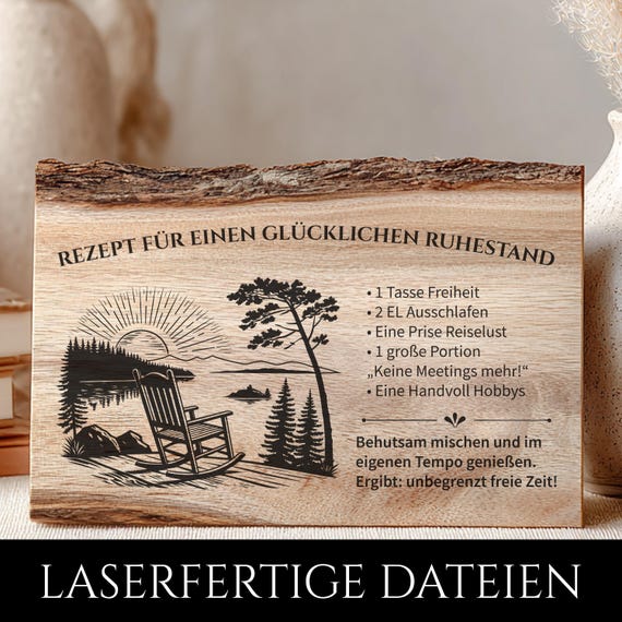 Ruhestand Rezept SVG PNG, Abschiedsgeschenk Kollege, Lasergravur Datei für Schneidebrett