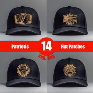 Patriotic Hat Patch Bundle SVG, PNG, Laser Leather Patch Files, Leather Patch Svgs, Patch Laser Files,  Leatherette, Hat Patch Designs