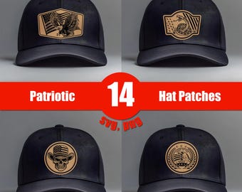Patriotic Hat Patch Bundle SVG, PNG, Laser Leather Patch Files, Leather Patch Svgs, Patch Laser Files,  Leatherette, Hat Patch Designs