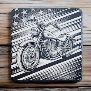 American Biker SVG, PNG Slate Coaster Engraving, American Slate Board, Cutting Board Engraving, Slate Cheese Boards, Laser Burn Png, Svg