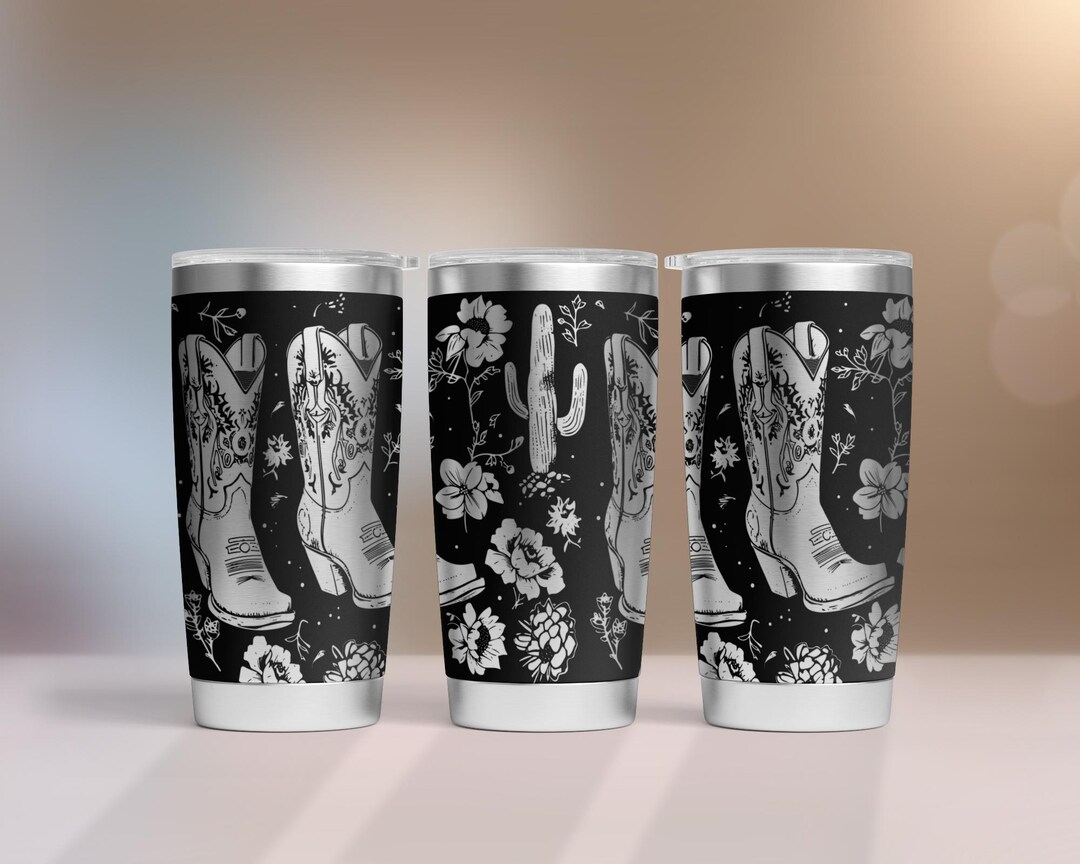Cowgirl Boots and Cactus Tumbler SVG Wrap Laser, 20oz Tumbler Full Wrap ...