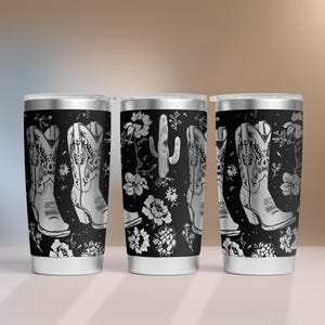Cowgirl Boots And Cactus Tumbler SVG Wrap Laser, 20oz Tumbler Full Wrap, Laser Engraved Svg, 20 oz Laser File Design. Laser Svg For Tumbler.