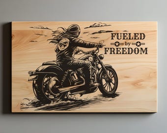 Fueled By, Motorcycle SVG, PNG Tray, Cutting Board, Charcuterie, Biker Cutting Board, Cutting Board Png, Laser Svg, Wood Sign, Biker Quote