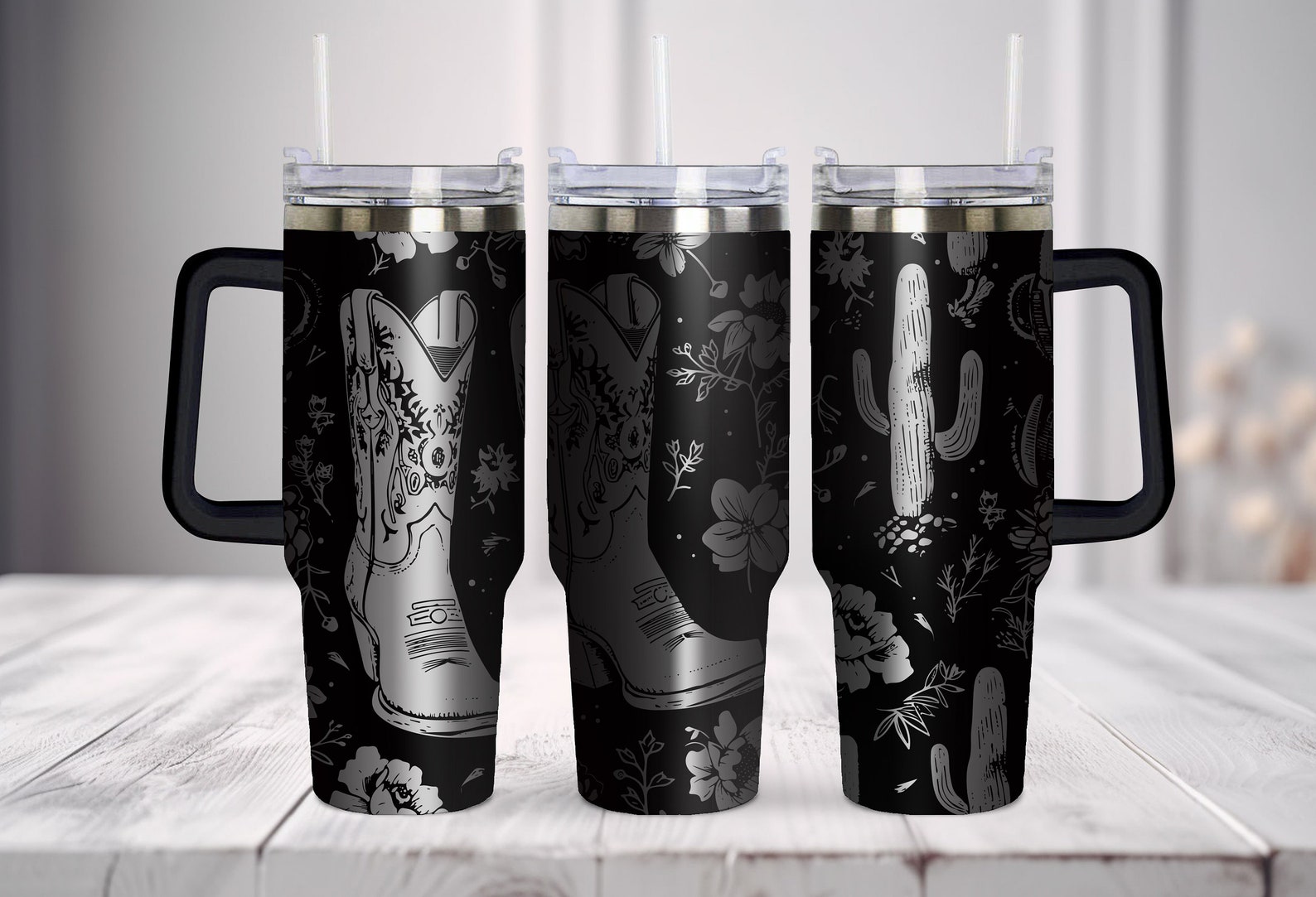 Cowgirl Western Seamless Tumbler Wrap Laser Svg Bundle, 40oz Tumbler ...