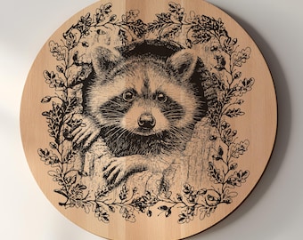 Raccoon SVG PNG | Woodland Nursery Sign Design | Laser Engraving File