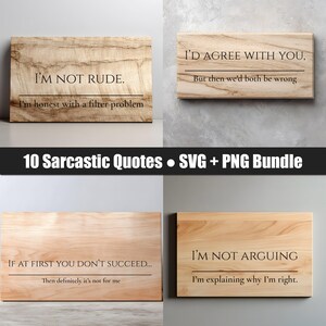 Sarcastic Quotes SVG Bundle, 10 Funny Cutting Board Laser Engraving Designs PNG