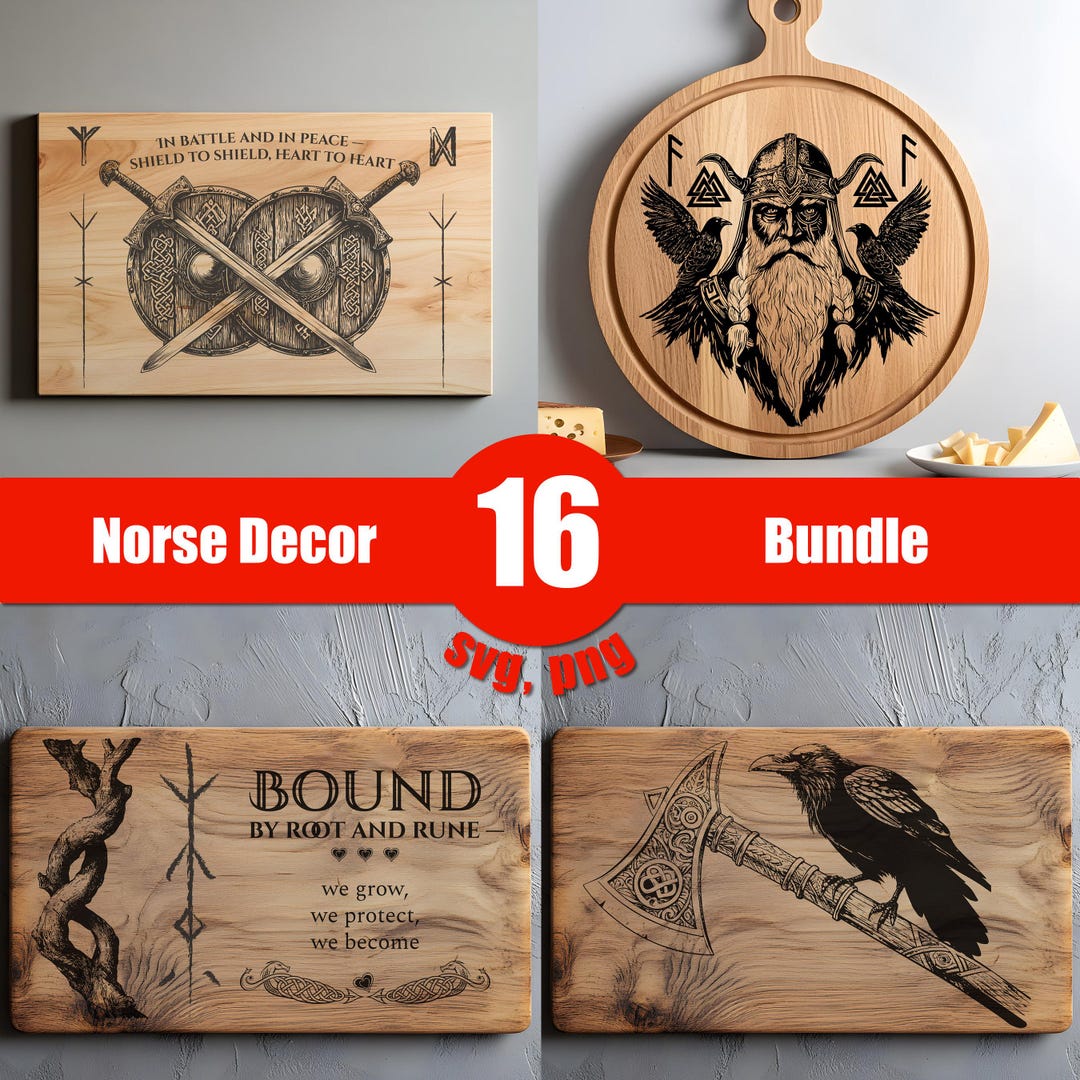 Norse Viking SVG PNG Bundle, Scandinavian Home Decor, Laser
