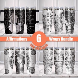 Mental Health Positive Affirmations Bundle SVG Tumbler, 40oz Tumbler Full Wrap Laser Svg, Laser Engraved Svg, Tumbler Laser File