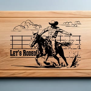 Rodeo Charcuterie Cutting Board Laser Engrave SVG File, Western Lightburn Laser SVG File, Country Life, Wood Sign, Horse Scene