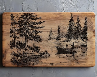 Father Fishing Svg Charcuterie, Cutting Board Laser Engrave SVG, PNG Files, Fishing Life, Lightburn Laser Svg File, Wood Sign, Lake Life