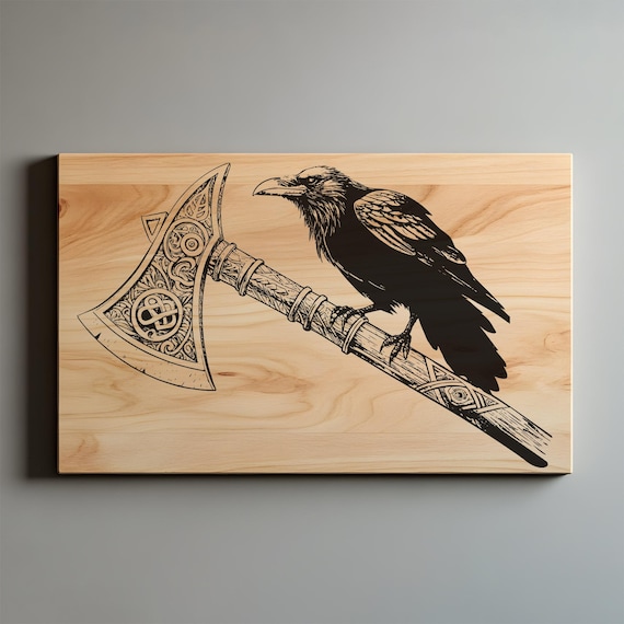 Raven Axe Charcuterie, Cutting Board Laser Engrave SVG, PNG