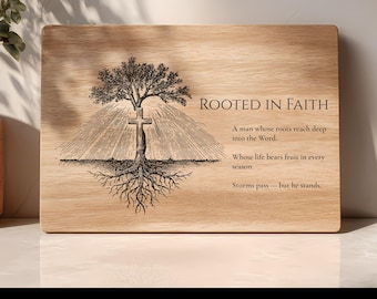 Rooted in Faith SVG PNG | Christian Charcuterie Board Design | Religious Laser Engraving File | Church Gift