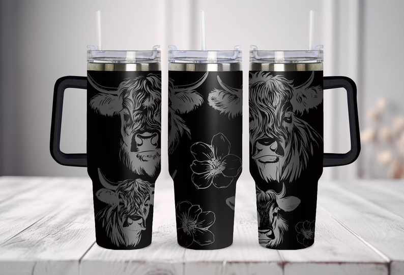 40oz Cow Tumbler Wrap Laser Svg, 40oz Tumbler Full Wrap Laser Svg ...