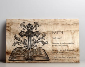 Faith Definition SVG PNG | Bible Cross Laser Engraving File | Christian Wall Decor Design