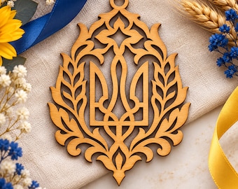 Ukrainian Tryzub SVG, Laser Cut Ornament Pendant Keychain Car Charm Tag