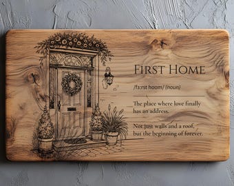 Eerste huis definitie muur decor SVG, png, teken nieuw begin, houten bord, cadeau eerste huis, bord ons nieuwe huis, bord housewarming