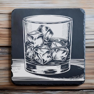 Whiskey Coasters SVG, PNG Slate Coaster Engraving, Drink Coasters Svg, Cutting Board Engraving, Slate Cheese Boards, Laser Burn Png Svg