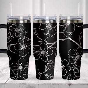 Spring Flowers Tumbler Laser Svg, 40oz Floral Laser Engraved Wrap Laser Svg, Laser Engraved Svg Tumbler Laser File, Seamless Svg For Tumbler
