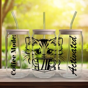 Coffee Tumbler Wrap PNG, SVG 16 oz Glass Can Wrap. Libbey Glass Wrap. Glass Tumbler With Straw And Lid uv dtf Cup Wrap