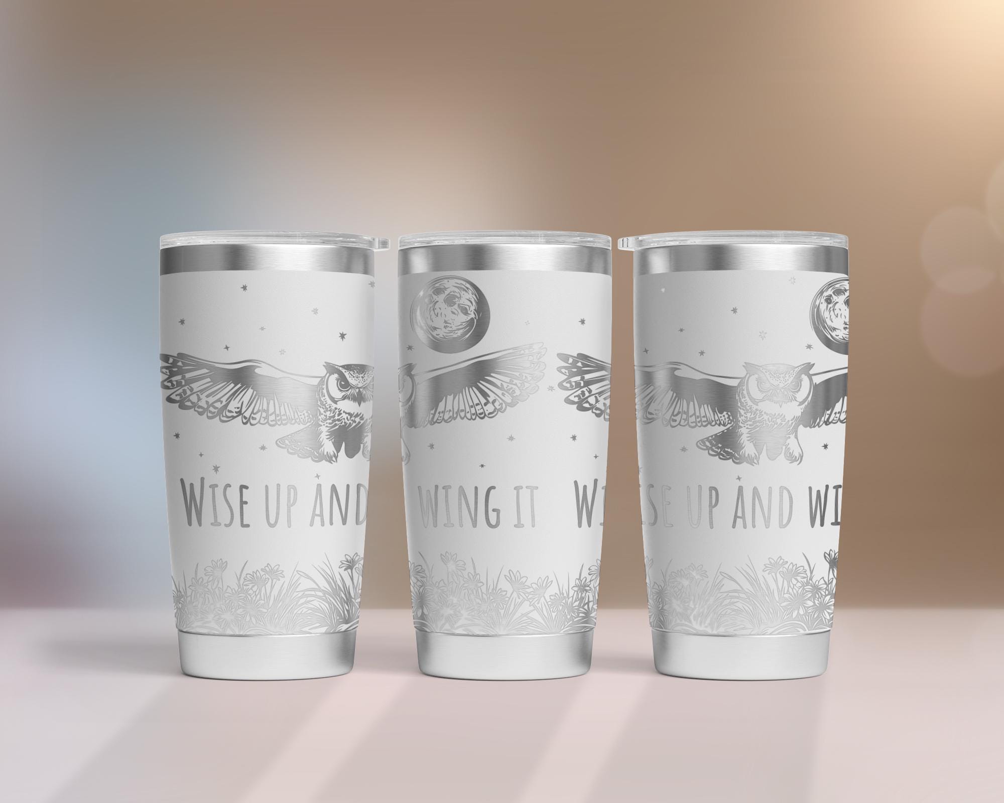 Owl Tumbler SVG Wrap Laser, Wise Up And Wing It,  20oz Tumbler Full Wrap, Laser Engraved Svg, 20 oz 