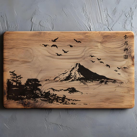 Mount Fuji SVG PNG | Japanese Landscape Wall Art, Zen Laser