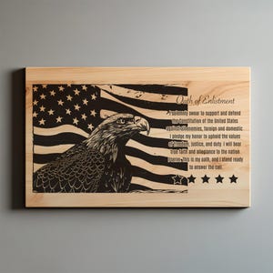 Oath of Enlistment Laser Engrave SVG, PNG, Armed Forces Svg, Lightburn Laser SVG File, Wood Sign, Military Oath Of Enlistment