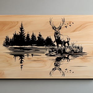 Buck Hunting Charcuterie Cutting Board Laser Engrave SVG File, Deer Hunting svg, png, Lightburn Laser SVG File, Wood Sign