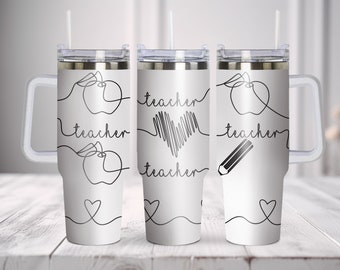 Teacher Tumbler Wrap Laser Engraved File. Tumbler Wrap Laser Svg, 40oz Tumbler Full Wrap Laser Svg, Laser Engraved Svg, Tumbler Laser File.