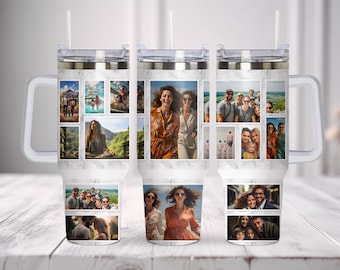 16 Photos Make Your Own Photo Frame Tumbler 40oz Quencher Tumbler Wrap. Family Photo Design Sublimation, Instant Digital Download PNG
