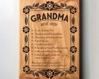 Grandma Recipe SVG PNG, Charcuterie, Cutting Board Laser Engrave, Lightburn Laser Svg File, Wood Sign, Grandma Kitchen Svg
