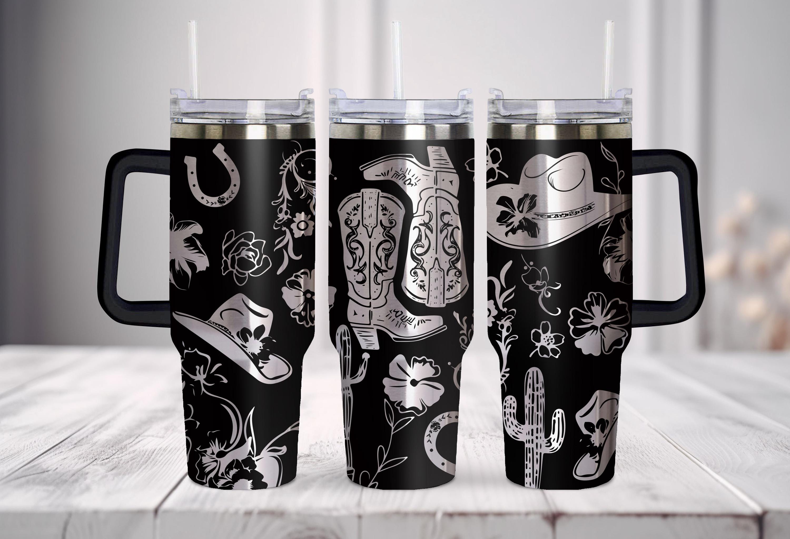 Cowgirl Boots and Cactus Floral Seamless Tumbler Wrap Laser Svg, 40oz ...