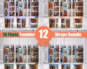Make Your Own 18 Photo Frames Tumbler. 12 Designs Bundle. 40oz Quencher Tumbler Wrap. Family photo tumbler Design Sublimation, Download PNG