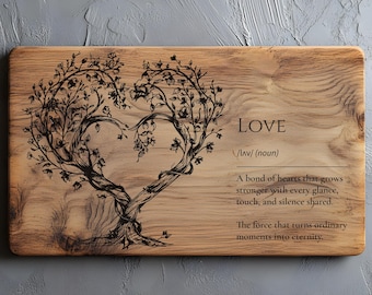 Decoración de pared con definición de amor en SVG, PNG, boda, compromiso, letrero de madera para pareja, posavasos en SVG, sobre la cama en SVG, diccionario de amor