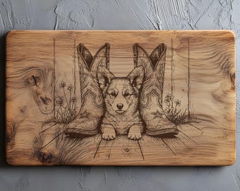 Corgi Cowboy Boots SVG PNG, Western Puppy Laser Engraving Design for Cutting Boards