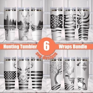 Hunting Tumbler Bundle SVG. 40oz Tumbler Full Wrap Laser Svg, Laser Engraved Tumbler, Laser Tumbler  Wrap, Laser Svg Tumbler