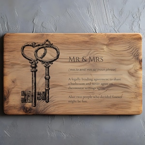 Mr & Mrs Charcuterie SVG PNG, Wedding Cutting Board Svg, Laser Engrave Svg File, Lightburn Laser Svg File, Wood Sign, Romantic Plaque Svg
