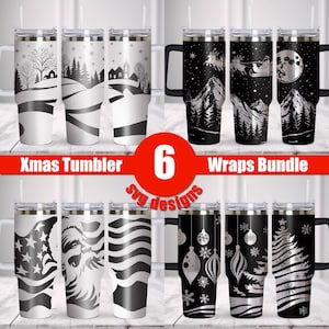 Christmas Tumbler Bundle Svg, 40oz Tumbler Full Wrap Laser Svg. Christmas Tumbler Designs Laser Engraved Svg, Tumbler Laser File.