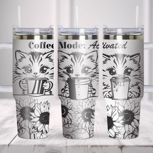 Coffee Tumbler Wrap SVG. Kitten Sublimation Tumbler, 40oz Tumbler Wrap, Laser Engraved Svg, Tumbler Laser File, Laser Svg For Tumbler.