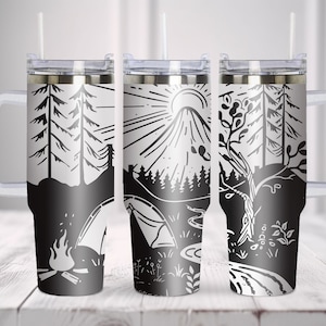 Camping Tumbler Wrap SVG. Laser Svg, 40oz Tumbler Full Wrap Laser Svg, Laser Engraved Svg, Tumbler Laser File, Laser Svg For Tumbler.