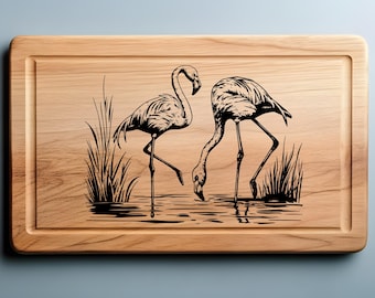 Flamingo SVG PNG | Tropisk fågelskyltdesign | Lasergraveringsfil för kust