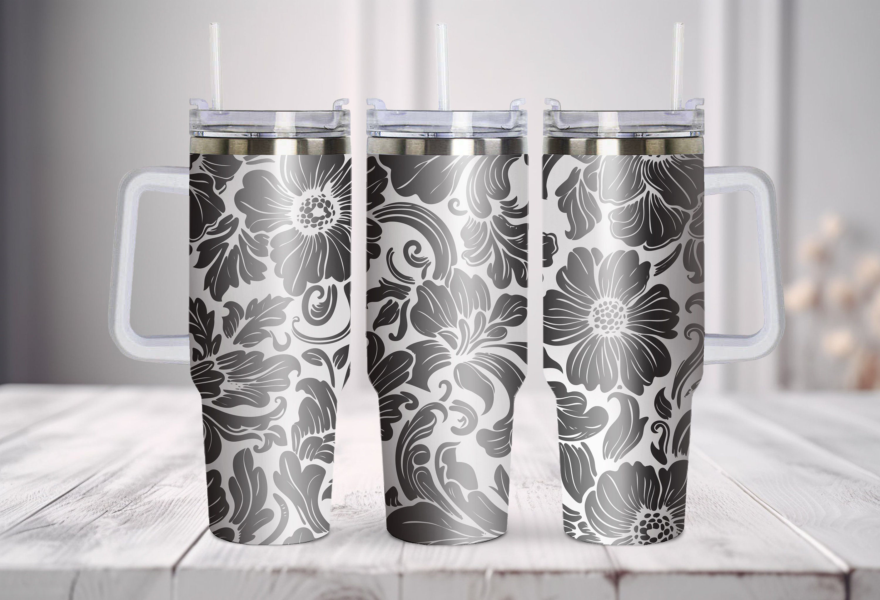 Western Floral Tumbler Wrap SVG | 40oz Cowgirl Laser Engraving File ...