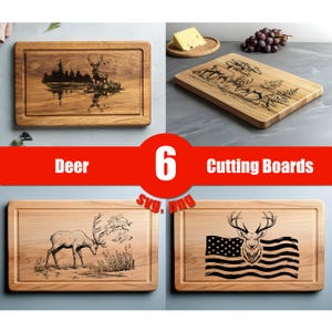 Deer Bundle SVG, Charcuterie Cutting Board Laser Engrave SVG File, Buck Deer Hunting Svg, Png, Lightburn Laser SVG File, Wood Sign