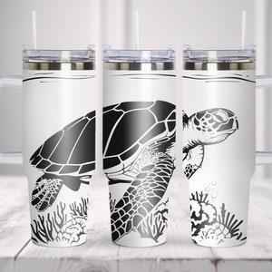 Sea Turtle Tumbler Wrap Template SVG. Tumbler Wrap Laser Svg, 40oz Tumbler Full Wrap Laser Engraved Svg, Tumbler Laser File, Svg For Tumbler