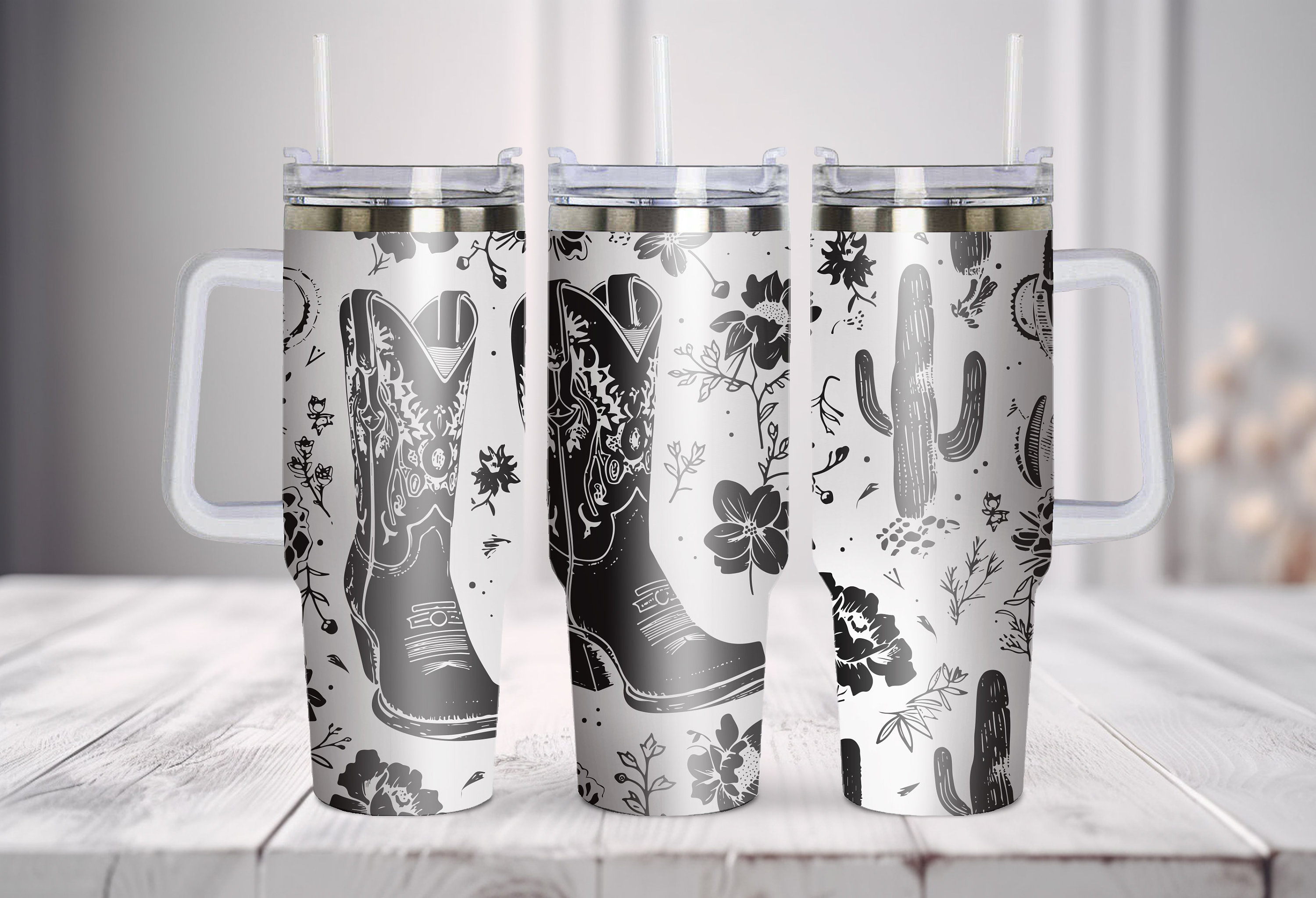 Cowgirl Boots and Cactus Tumbler Wrap: 40oz Western Design - Etsy