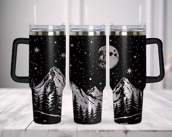 Engraved Mountain Tumbler Wrap Laser Svg, 40oz Tumbler Full Wrap Laser Svg, Engraved Stanley, Tumbler Laser File, Laser Svg For Tumbler.